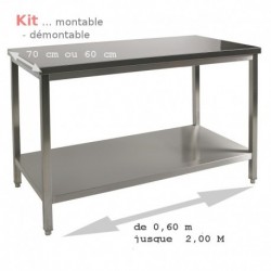 Table inox kit à monter 80 cm (S60) ATTENTION profondeur de 60 cm