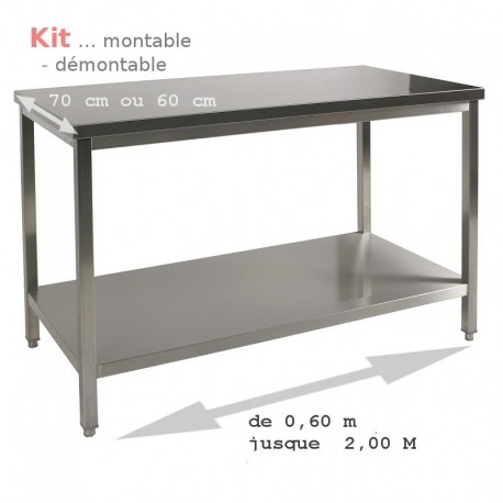 Table inox kit à monter 100 cm