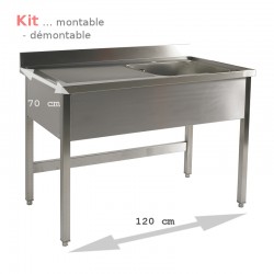 Plonge table  KIT 1,20 m 1 bac égouttoir à gauche 1,20 m